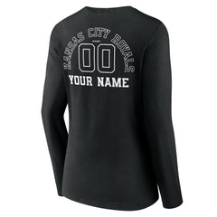 MLB Kansas City Royals Women's Monochrome Personalized Name & Number Long Sleeve V-Neck T-Shirt