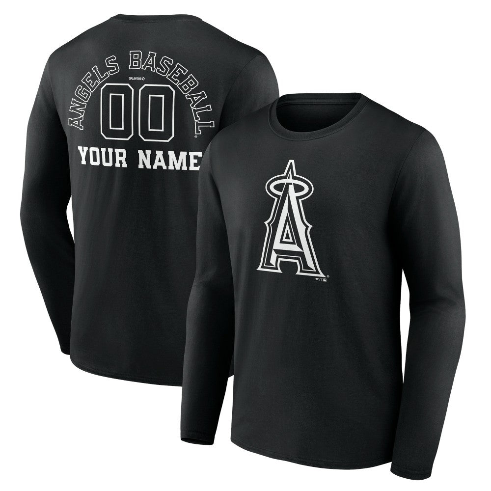 MLB Los Angeles Angels Monochrome Personalized Name & Number Long Sleeve T-Shirt