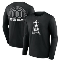 MLB Los Angeles Angels Monochrome Personalized Name & Number Long Sleeve T-Shirt