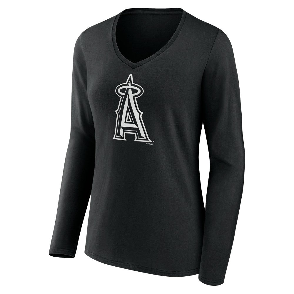 MLB Los Angeles Angels Women's Monochrome Personalized Name & Number Long Sleeve V-Neck T-Shirt