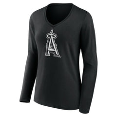 MLB Los Angeles Angels Women's Monochrome Personalized Name & Number Long Sleeve V-Neck T-Shirt