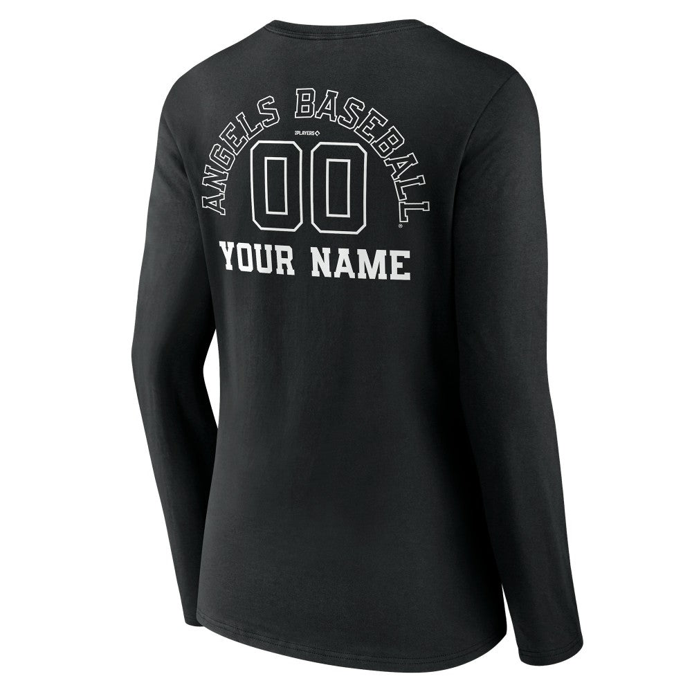 MLB Los Angeles Angels Women's Monochrome Personalized Name & Number Long Sleeve V-Neck T-Shirt