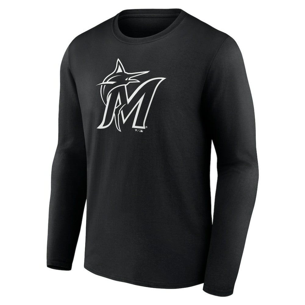 MLB Miami Marlins Monochrome Personalized Name & Number Long Sleeve T-Shirt
