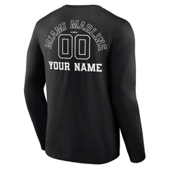 MLB Miami Marlins Monochrome Personalized Name & Number Long Sleeve T-Shirt