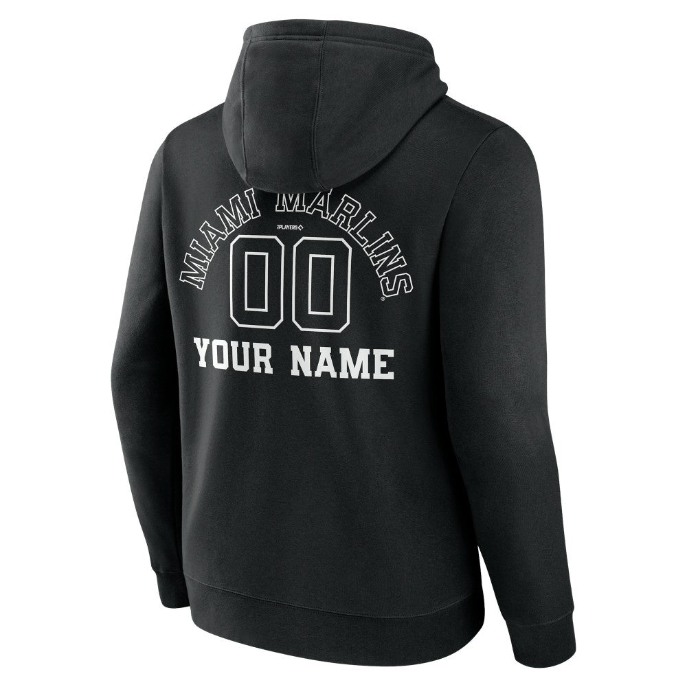 MLB Miami Marlins Monochrome Personalized Name & Number Pullover Hoodie