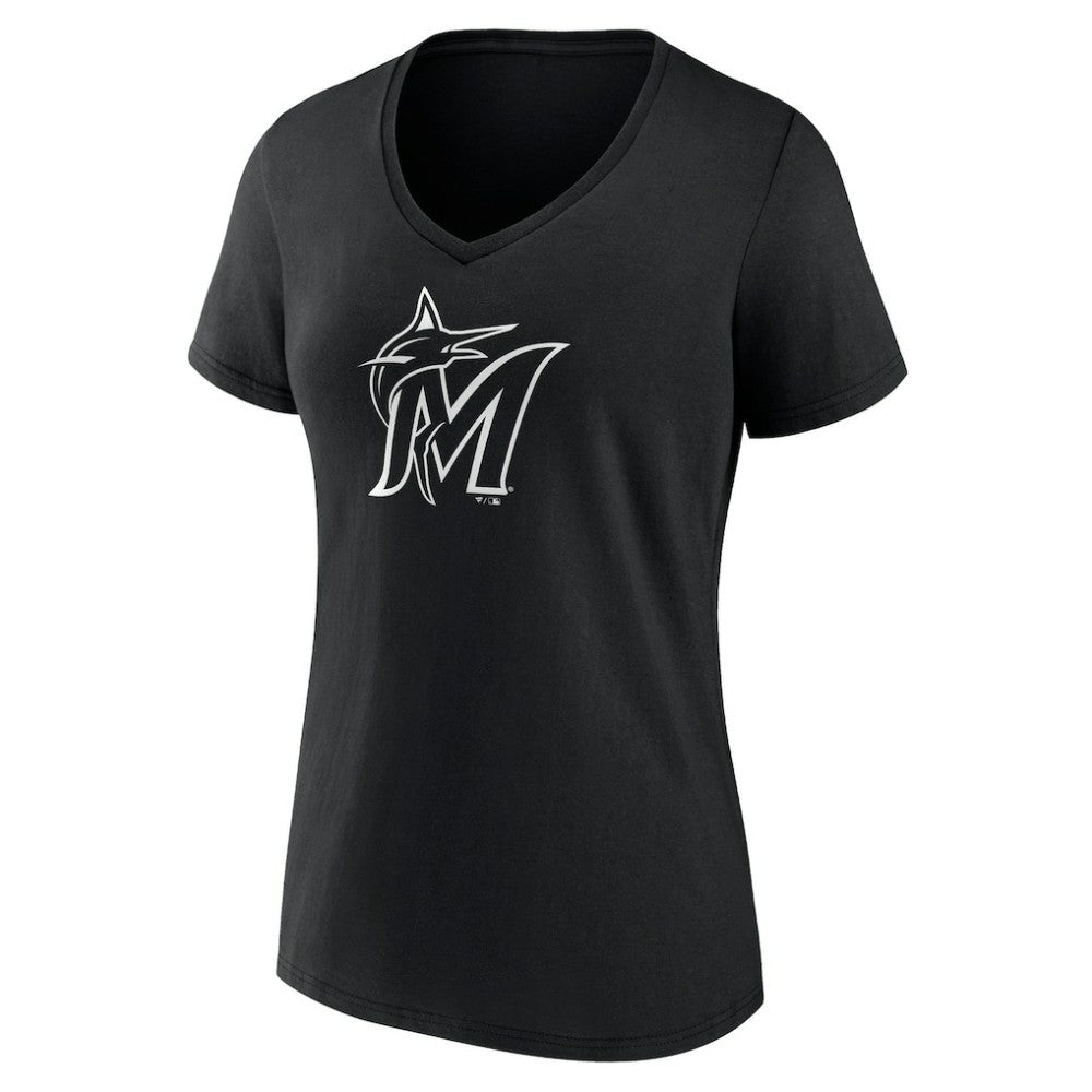 MLB Miami Marlins Women's Monochrome Personalized Name & Number V-Neck T-Shirt
