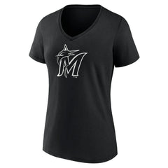 MLB Miami Marlins Women's Monochrome Personalized Name & Number V-Neck T-Shirt
