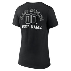 MLB Miami Marlins Women's Monochrome Personalized Name & Number V-Neck T-Shirt