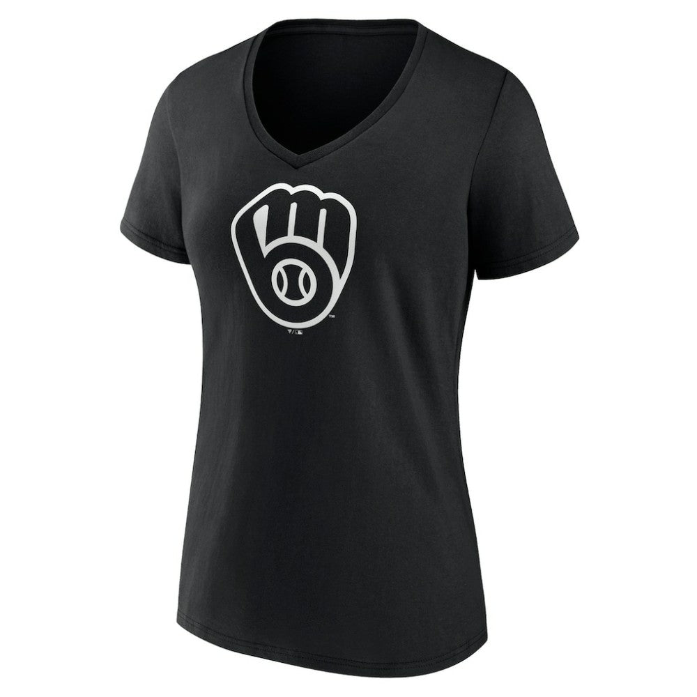 MLB Milwaukee Brewers Women's Monochrome Personalized Name & Number V-Neck T-Shirt