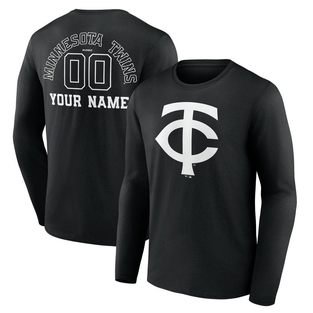 MLB Minnesota Twins Monochrome Personalized Name & Number Long Sleeve T-Shirt