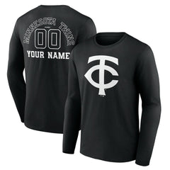 MLB Minnesota Twins Monochrome Personalized Name & Number Long Sleeve T-Shirt