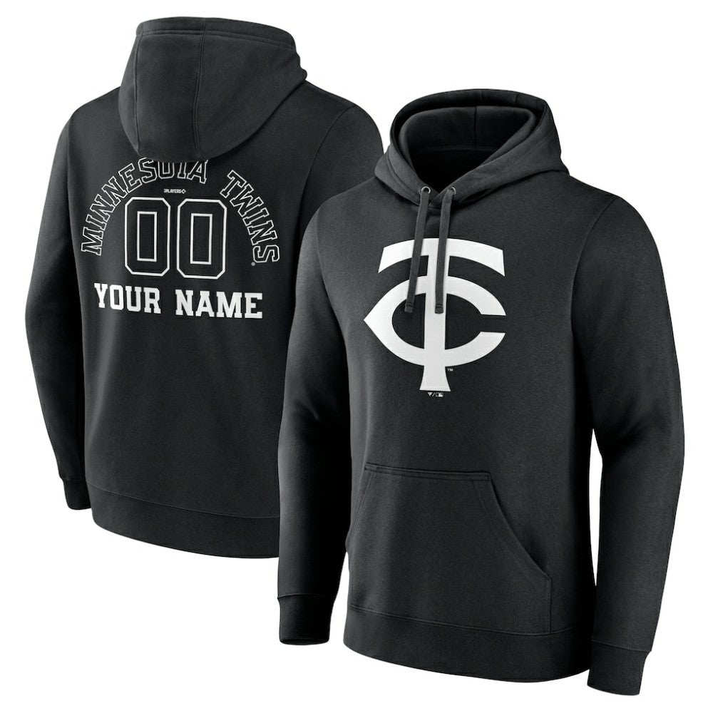 MLB Minnesota Twins Monochrome Personalized Name & Number Pullover Hoodie