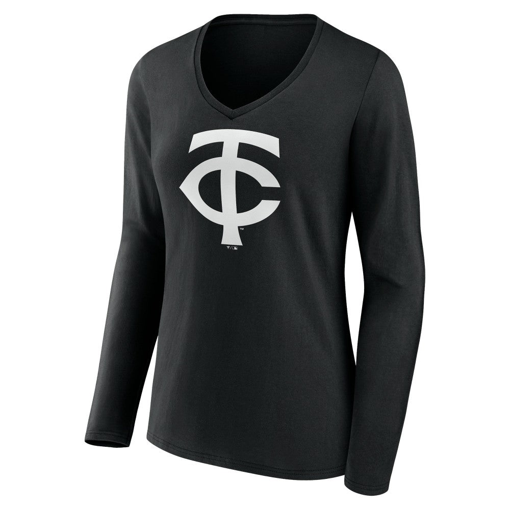 MLB Minnesota Twins Women's Monochrome Personalized Name & Number Long Sleeve V-Neck T-Shirt