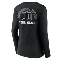 MLB Minnesota Twins Women's Monochrome Personalized Name & Number Long Sleeve V-Neck T-Shirt