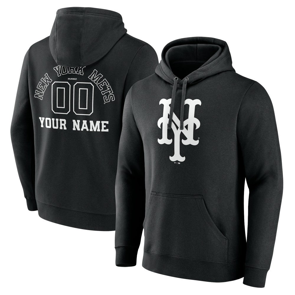 MLB New York Mets Monochrome Personalized Name & Number Pullover Hoodie