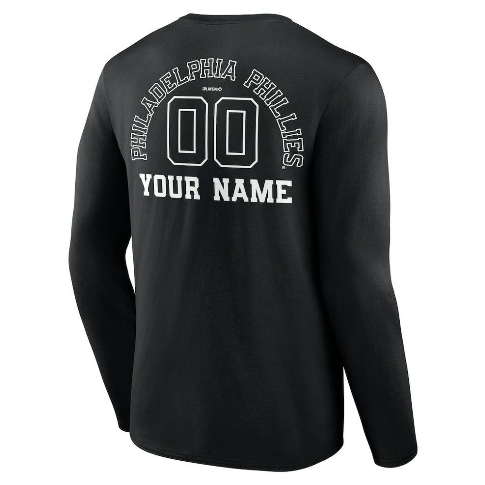 MLB Philadelphia Phillies Monochrome Personalized Name & Number Long Sleeve T-Shirt