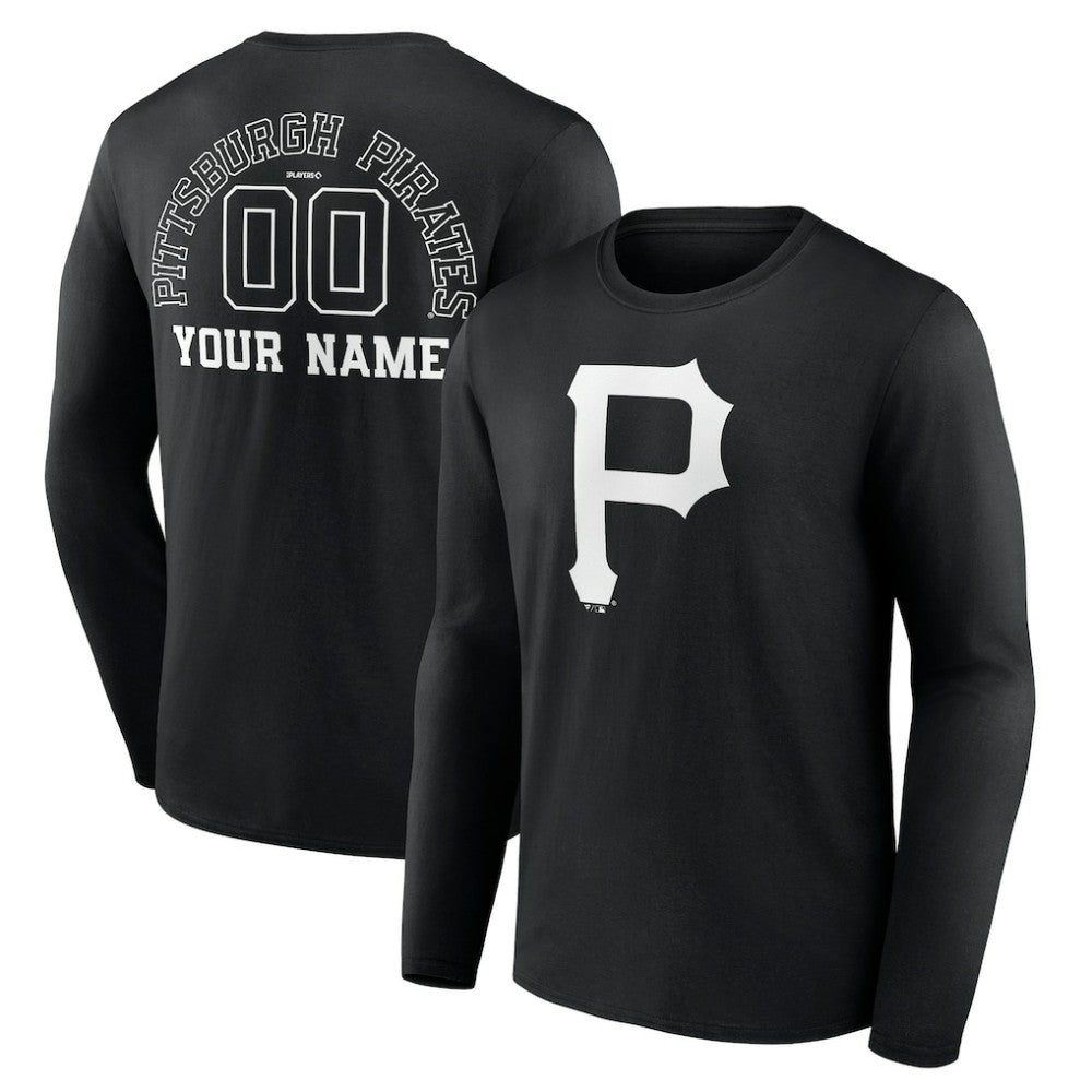 MLB Pittsburgh Pirates Monochrome Personalized Name & Number Long Sleeve T-Shirt