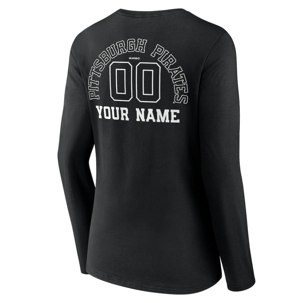 MLB Pittsburgh Pirates Women's Monochrome Personalized Name & Number Long Sleeve V-Neck T-Shirt