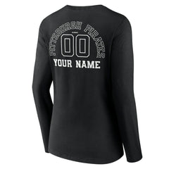 MLB Pittsburgh Pirates Women's Monochrome Personalized Name & Number Long Sleeve V-Neck T-Shirt