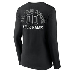 MLB San Diego Padres Women's Monochrome Personalized Name & Number Long Sleeve V-Neck T-Shirt