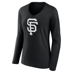 MLB San Francisco Giants Women's Monochrome Personalized Name & Number Long Sleeve V-Neck T-Shirt