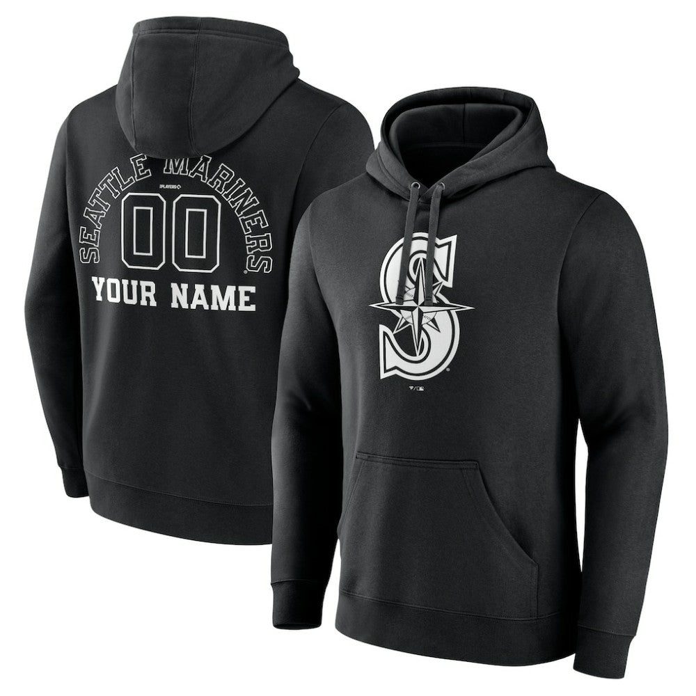 MLB Seattle Mariners Monochrome Personalized Name & Number Pullover Hoodie