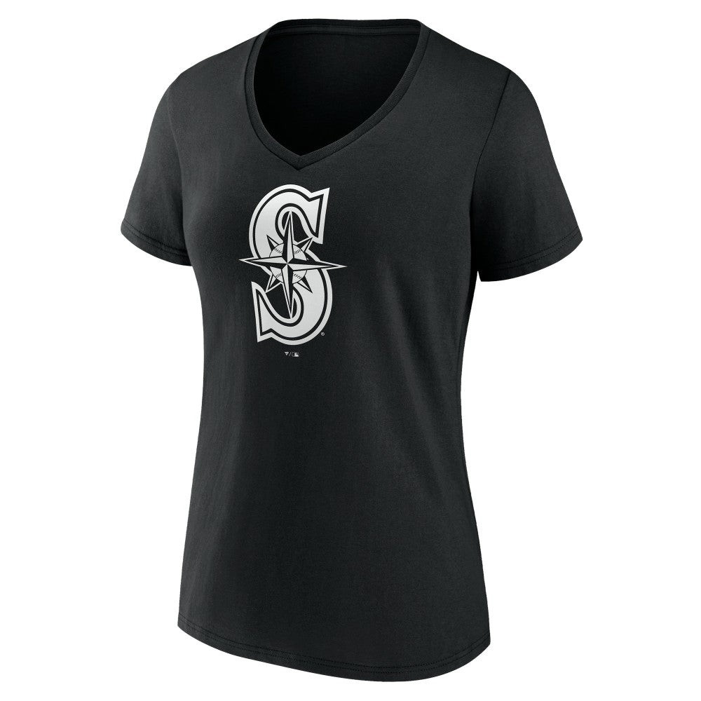 MLB Seattle Mariners Women's Monochrome Personalized Name & Number V-Neck T-Shirt