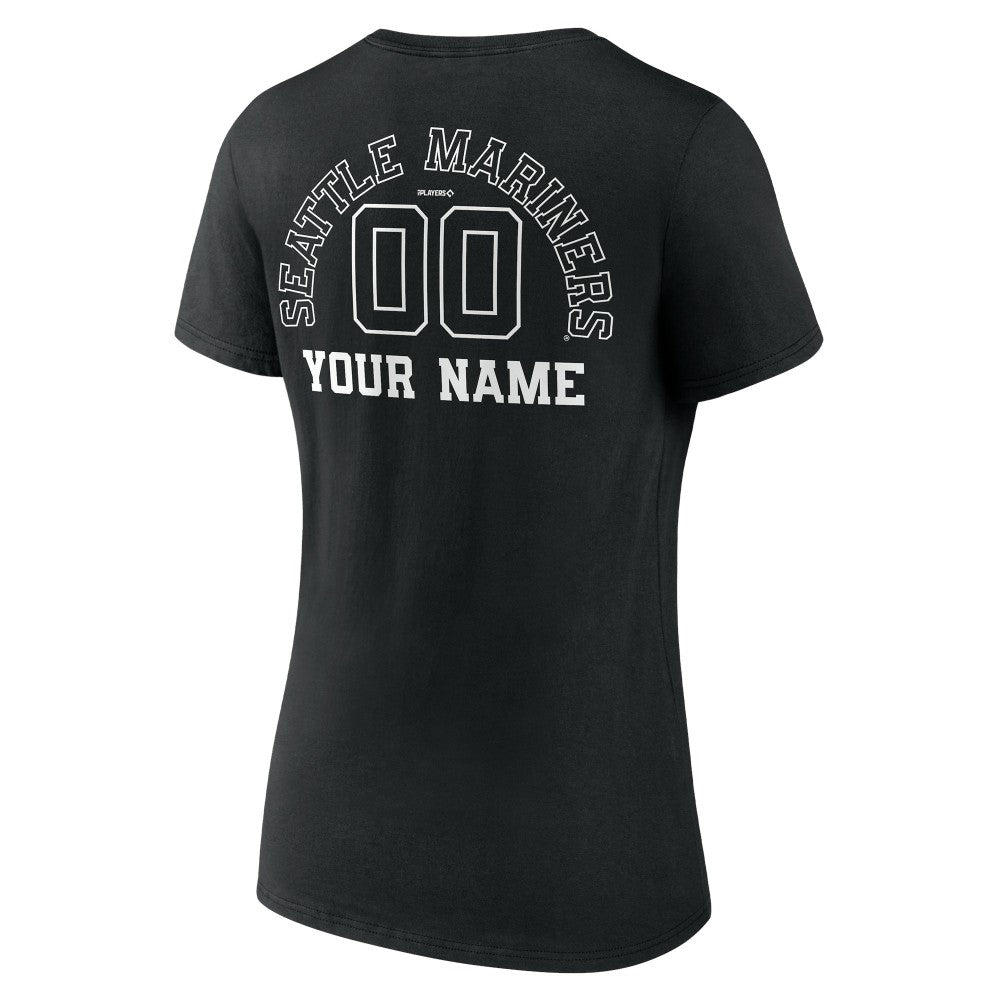 MLB Seattle Mariners Women's Monochrome Personalized Name & Number V-Neck T-Shirt