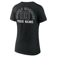 MLB Seattle Mariners Women's Monochrome Personalized Name & Number V-Neck T-Shirt