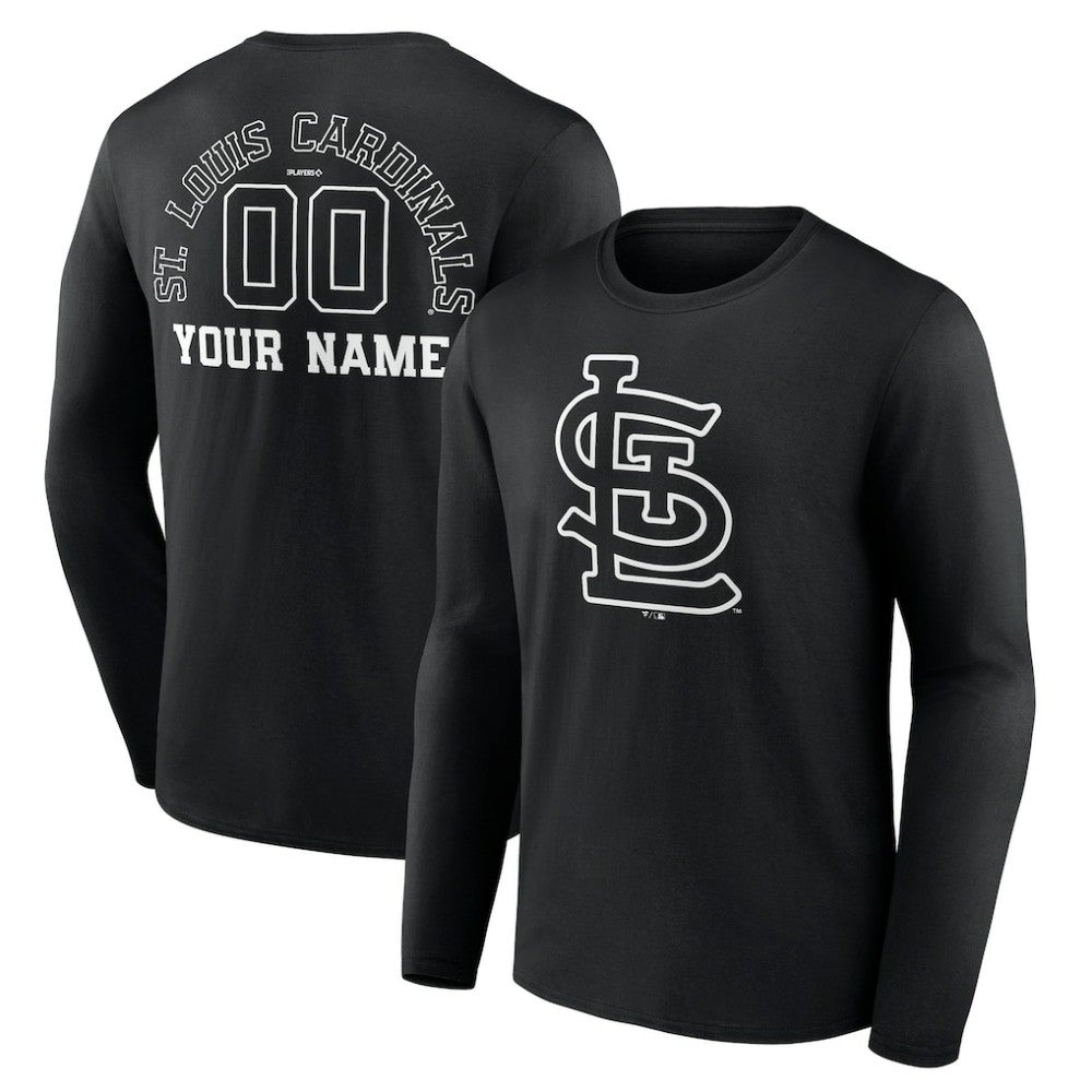 MLB St. Louis Cardinals Monochrome Personalized Name & Number Long Sleeve T-Shirt