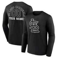 MLB St. Louis Cardinals Monochrome Personalized Name & Number Long Sleeve T-Shirt