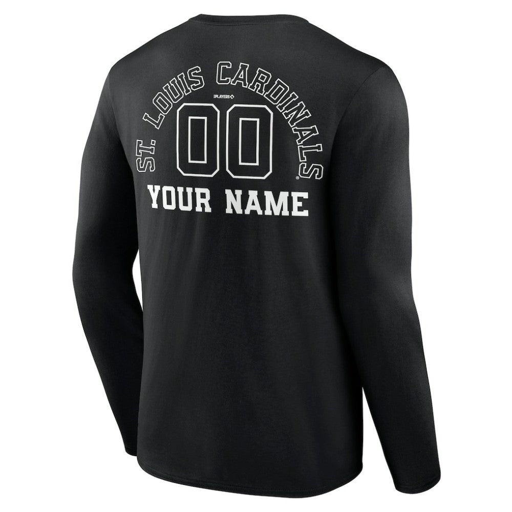 MLB St. Louis Cardinals Monochrome Personalized Name & Number Long Sleeve T-Shirt