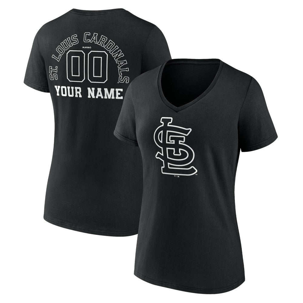 MLB St. Louis Cardinals Women's Monochrome Personalized Name & Number V-Neck T-Shirt