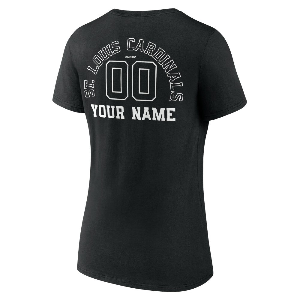 MLB St. Louis Cardinals Women's Monochrome Personalized Name & Number V-Neck T-Shirt