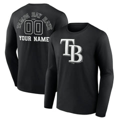 MLB Tampa Bay Rays Monochrome Personalized Name & Number Long Sleeve T-Shirt