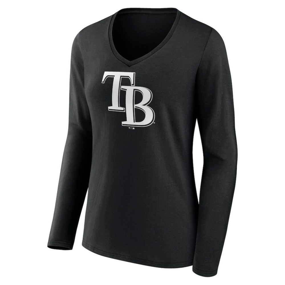 MLB Tampa Bay Rays Women's Monochrome Personalized Name & Number Long Sleeve V-Neck T-Shirt