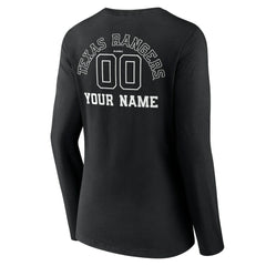 MLB Texas Rangers Women's Monochrome Personalized Name & Number Long Sleeve V-Neck T-Shirt