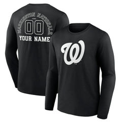 MLB Washington Nationals Monochrome Personalized Name & Number Long Sleeve T-Shirt