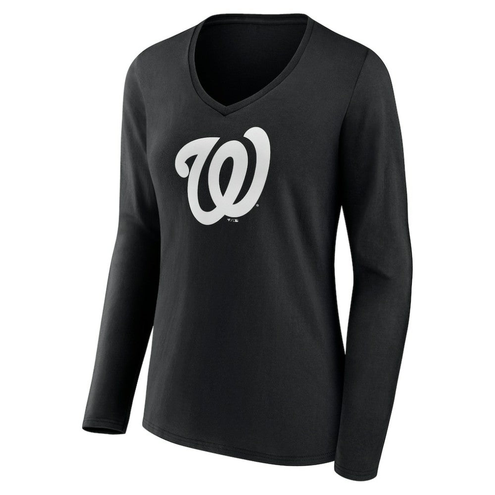 MLB Washington Nationals Women's Monochrome Personalized Name & Number Long Sleeve V-Neck T-Shirt