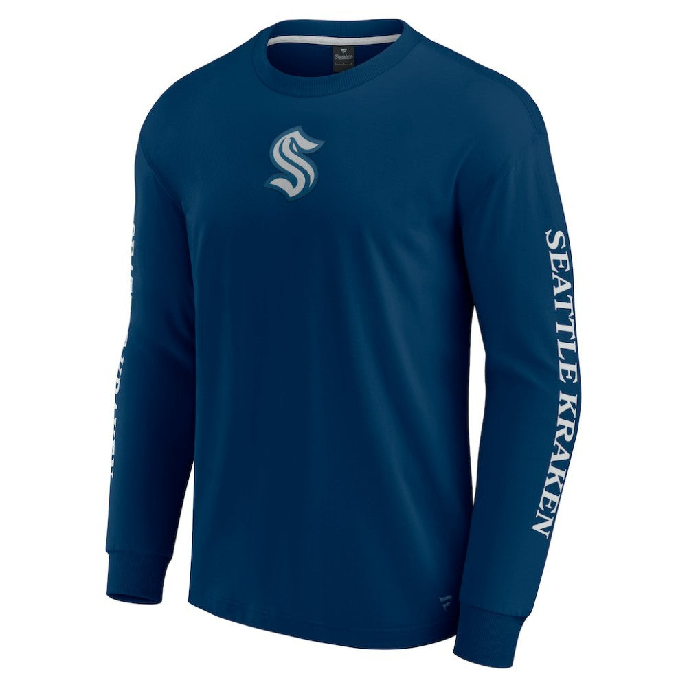 NHL Navy Seattle Kraken Fanatics Elements Strive Long Sleeve T-Shirt