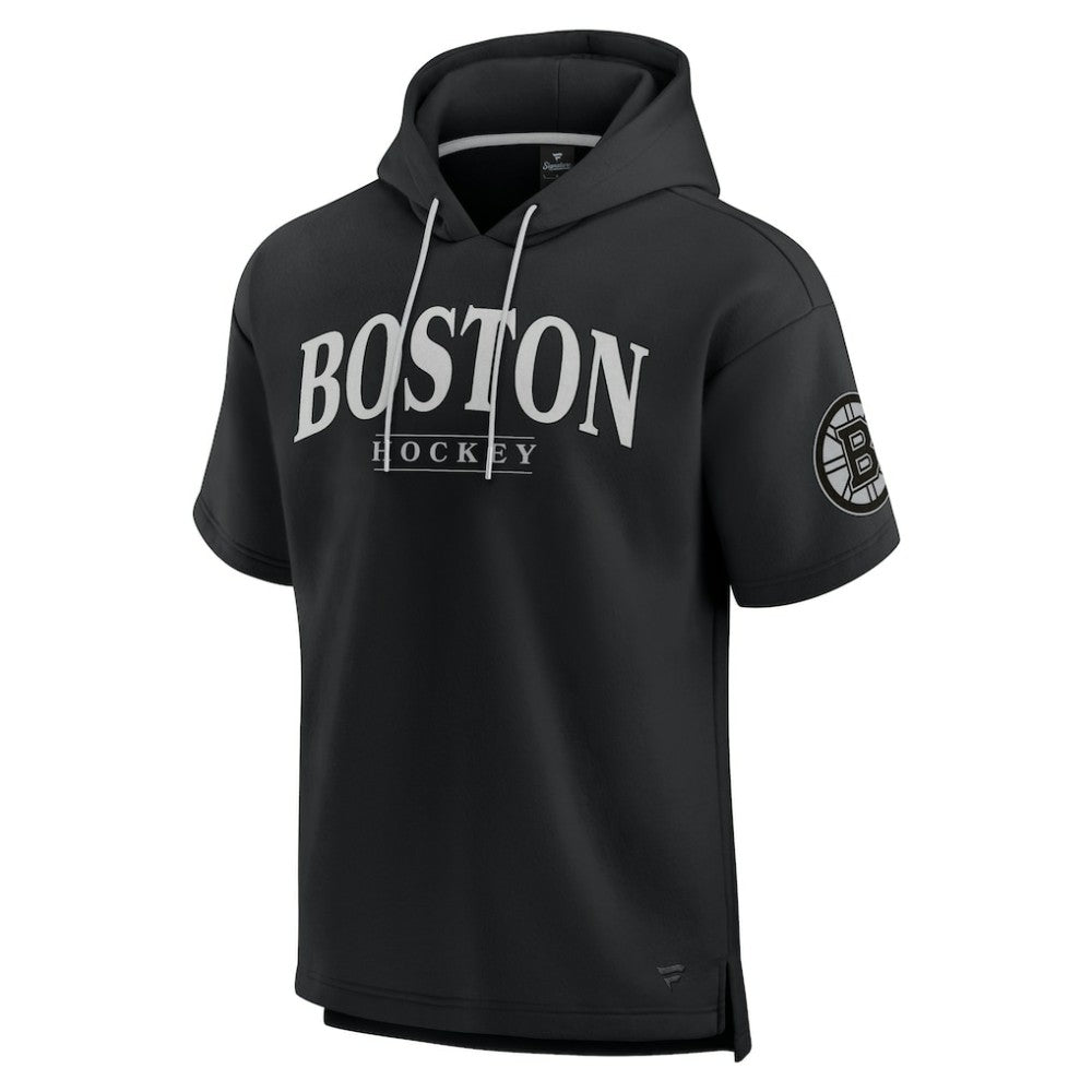 NHL Black Boston Bruins Fanatics Elements Ready Short Sleeve Pullover Hoodie