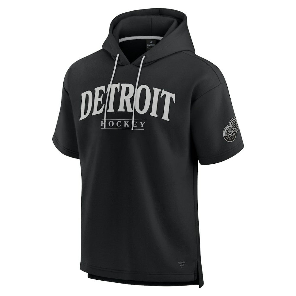 NHL Black Detroit Red Wings Fanatics Elements Ready Short Sleeve Pullover Hoodie