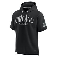 NHL Black Chicago Blackhawks Fanatics Elements Ready Short Sleeve Pullover Hoodie