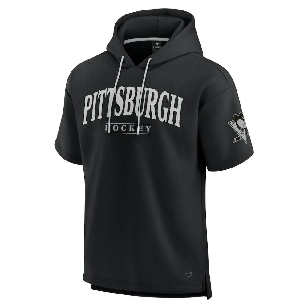 NHL Black Pittsburgh Penguins Fanatics Elements Ready Short Sleeve Pullover Hoodie