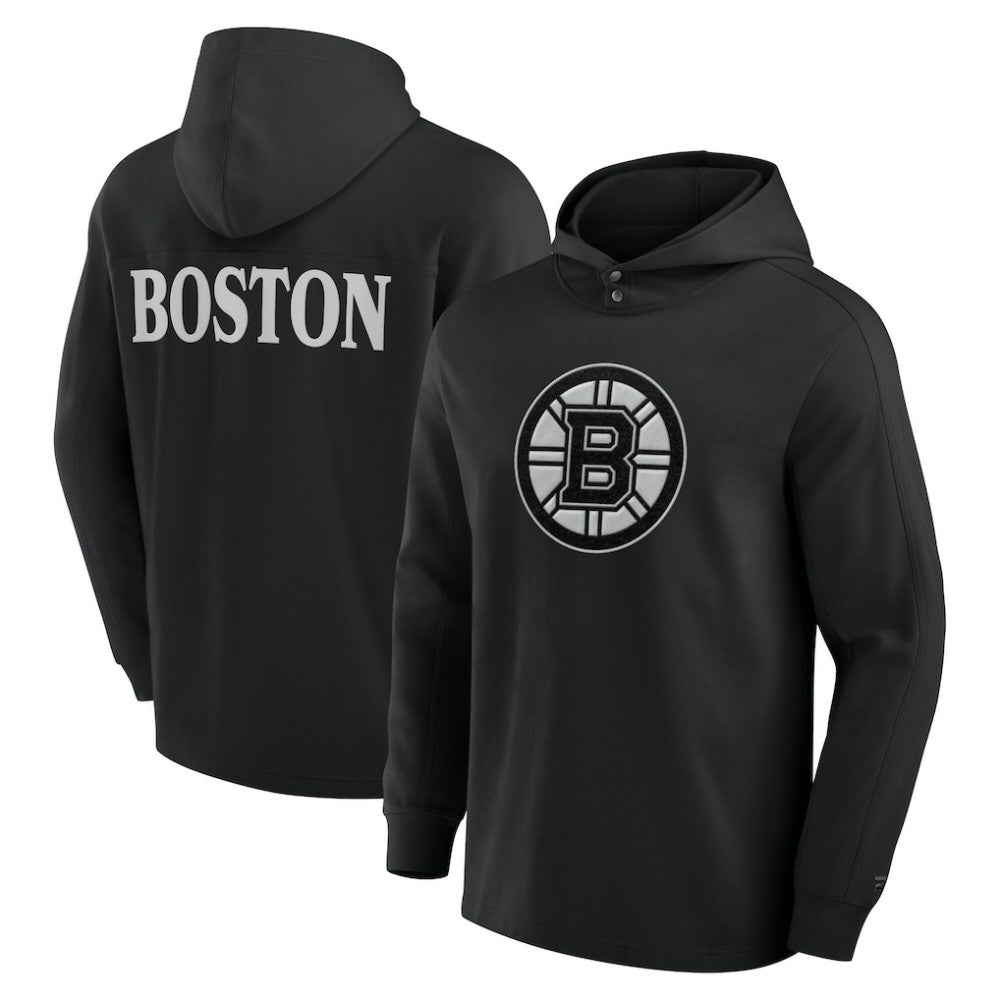 NHL Black Boston Bruins Fanatics Elements Blaze Tri-Blend Long Sleeve Hoodie T-Shirt
