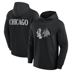 NHL Black Chicago Blackhawks Fanatics Elements Blaze Tri-Blend Long Sleeve Hoodie T-Shirt