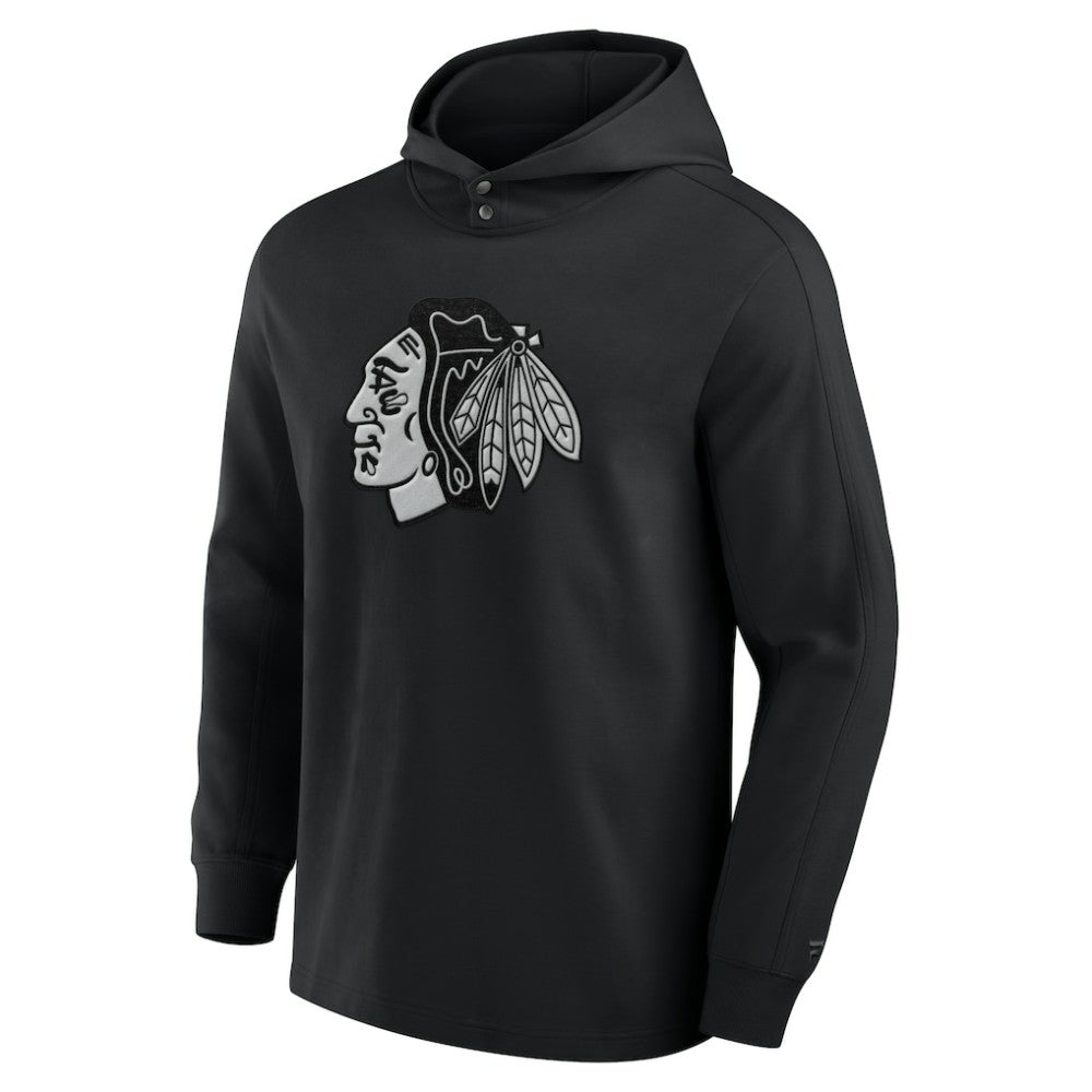 NHL Black Chicago Blackhawks Fanatics Elements Blaze Tri-Blend Long Sleeve Hoodie T-Shirt