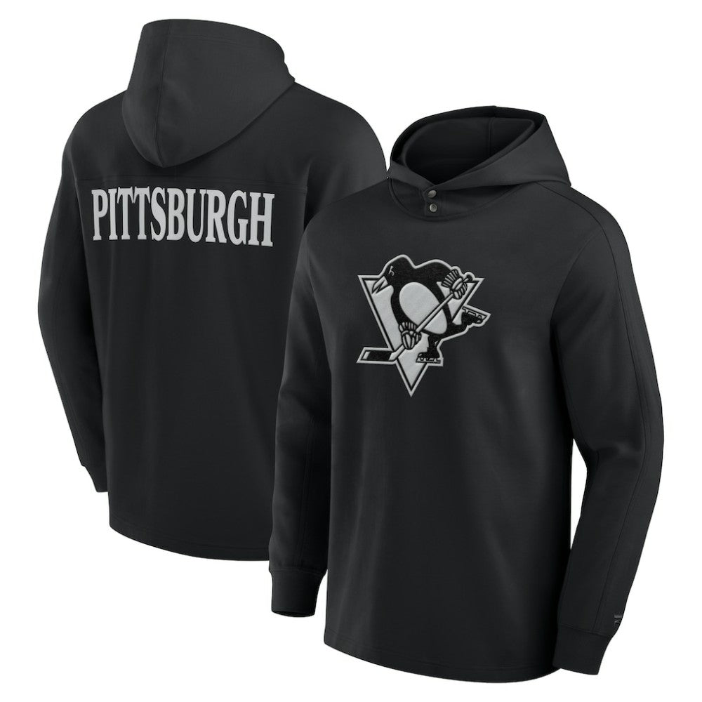 NHL Black Pittsburgh Penguins Fanatics Elements Blaze Tri-Blend Long Sleeve Hoodie T-Shirt