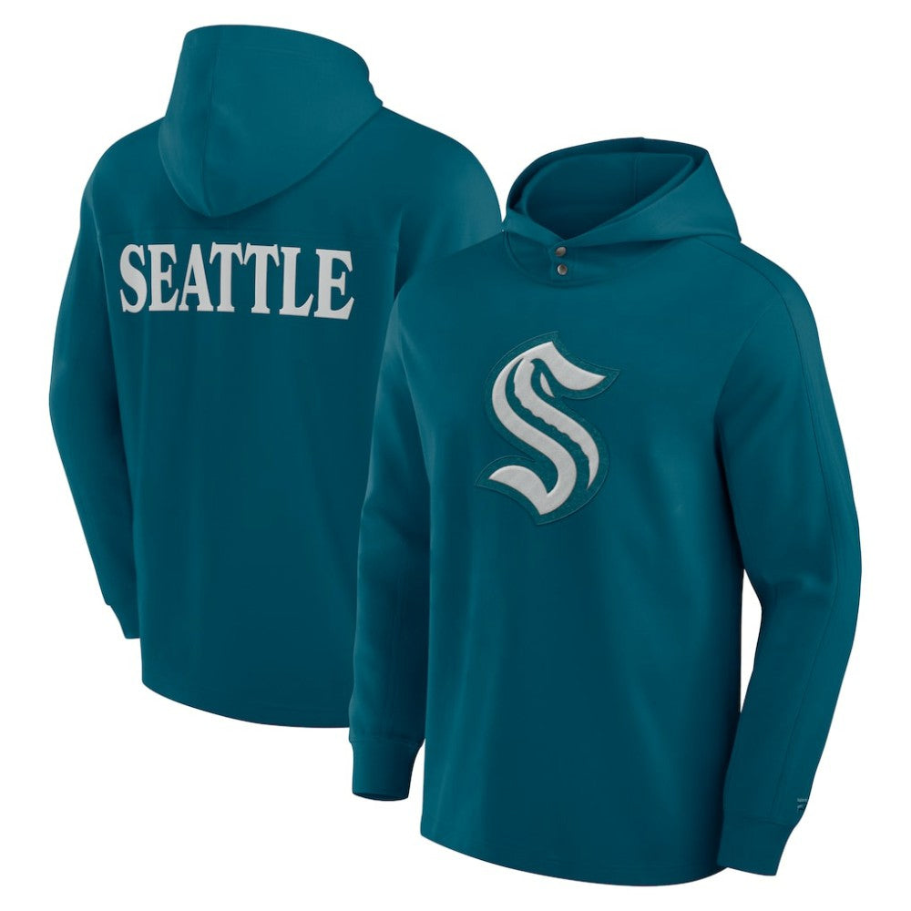 NHL Teal Seattle Kraken Fanatics Elements Blaze Tri-Blend Long Sleeve Hoodie T-Shirt