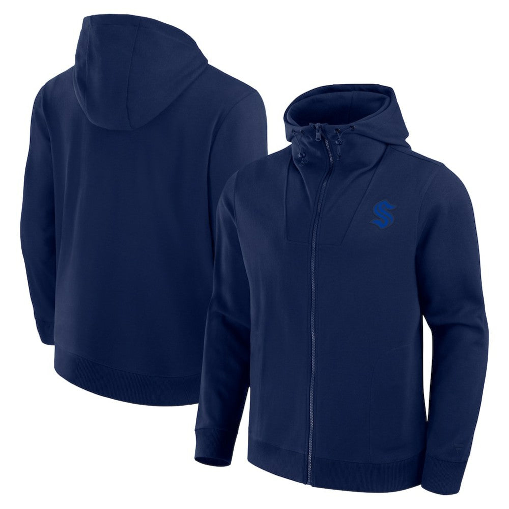 NHL Navy Seattle Kraken Fanatics Elements Tonal Primary Tri-Blend Full-Zip Hoodie